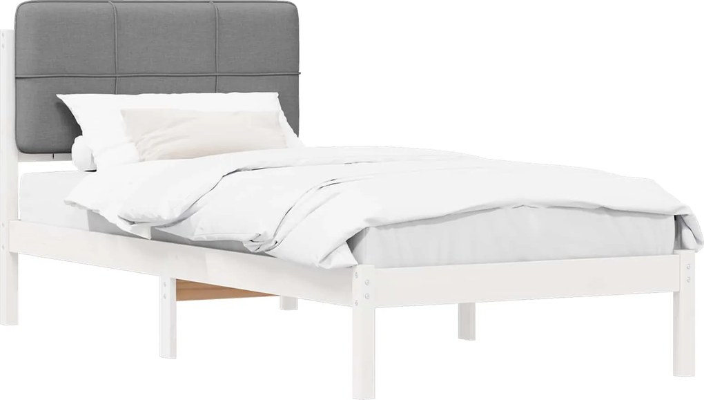 vidaXL Cadru de pat cu tăblie tapițată Gri deschis 75 x 190 cm