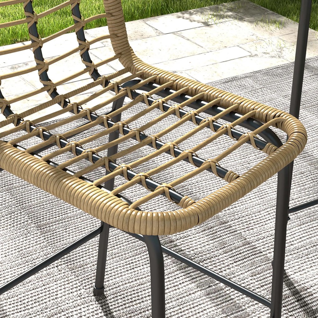 Outsunny Set 3 piese 1 masă rotundă înaltă design boem + 2 tabureți rotunzi cu suport pentru picioare din metal pentru 2 persoane natural | Aosom Romania