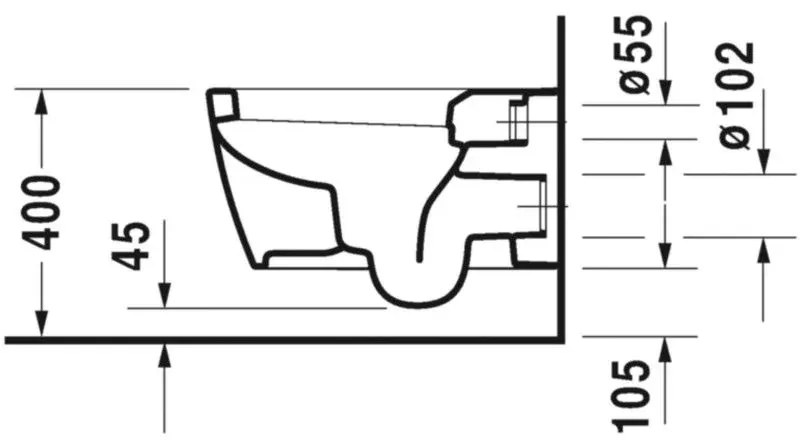 Vas WC suspendat Duravit ME by Starck 37x57 cm evacuare orizontala