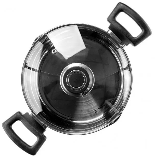Cratiță adâncă Luigi Ferrero Sophia FR-3407, 20x18 cm, 5.6 l, Oțel 18/10, Capac din sticlă cu gaură pentru abur, Inducție, Inox