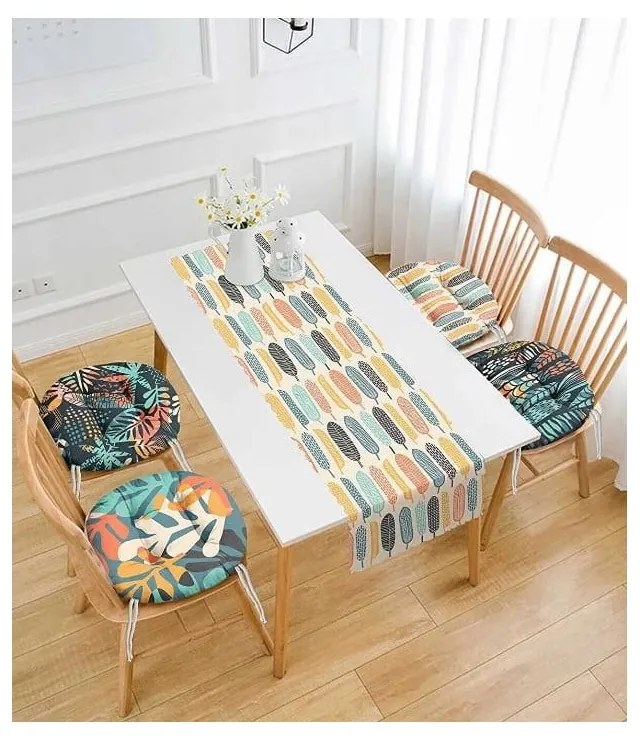Set napron de masă și perne de scaun 5 buc. Long Leaves – Mila Home