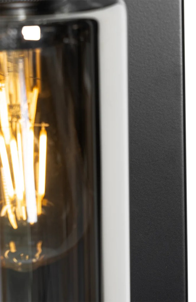 Lampa de perete moderna neagra cu sticla fumurie - Stavelot