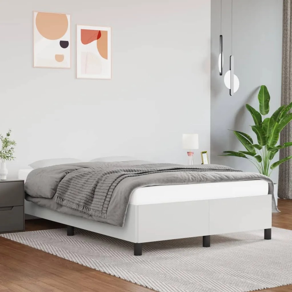 347240 vidaXL Cadru de pat, alb, 120x200 cm, piele ecologică