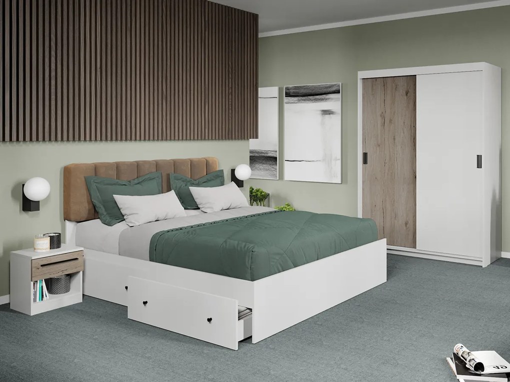 Set mobila dormitor 4 piese Odin Alb/San Remo C41