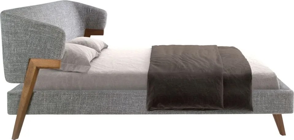 Pat dublu tapitat design LUX Grey-Walnut, 180x200cm