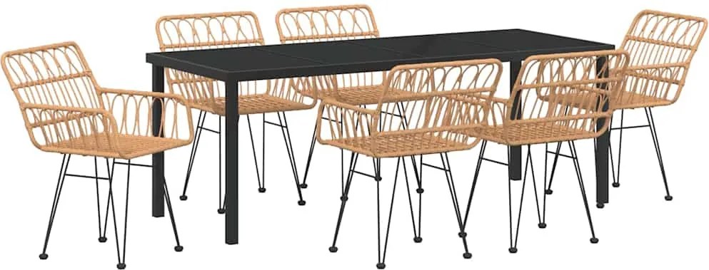 vidaXL Set de masă pentru grădină 7 pcs Maro Oțel vopsit electrostatic