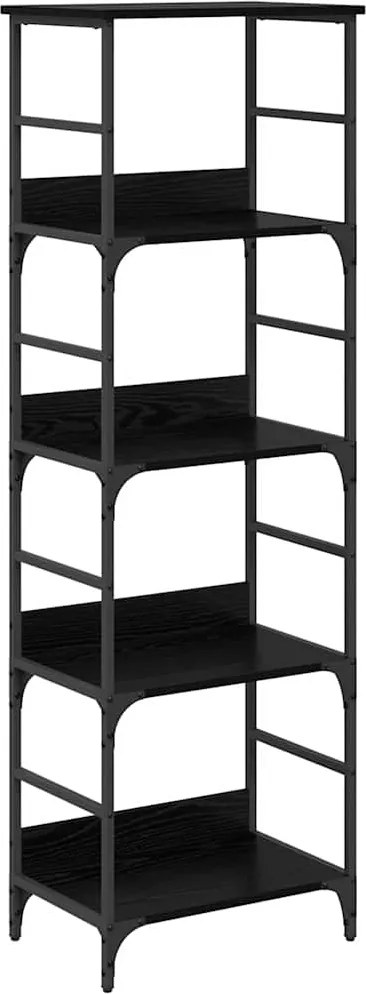 vidaXL Raft pentru cărți Stejar Negru 50 x 33 x 153 cm Lemn compozit