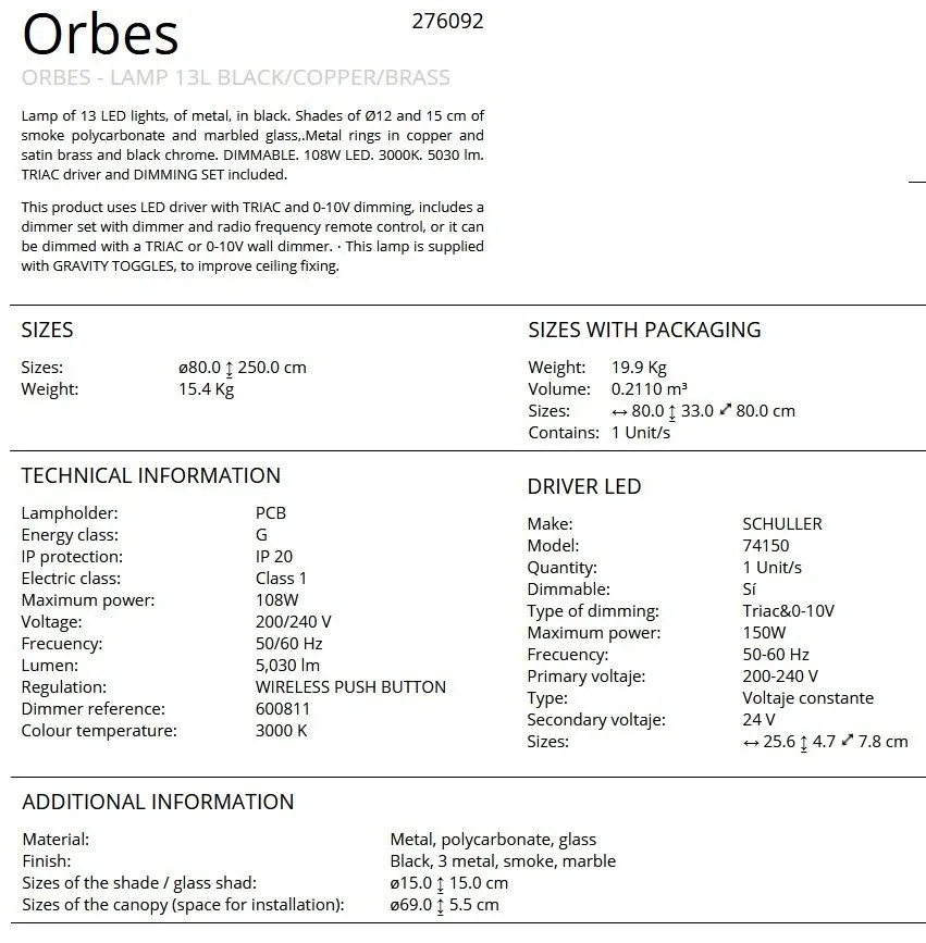 Lustra cu 13 pendule LED design modern Orbes