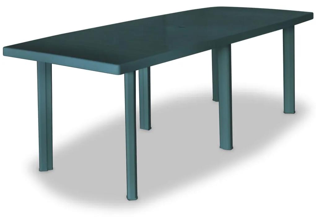 275082 vidaXL Set mobilier de exterior, 11 piese, verde, plastic