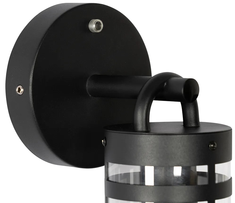 Aplică de perete exterioară neagră IP44 cu senzor de amurg - Ruben