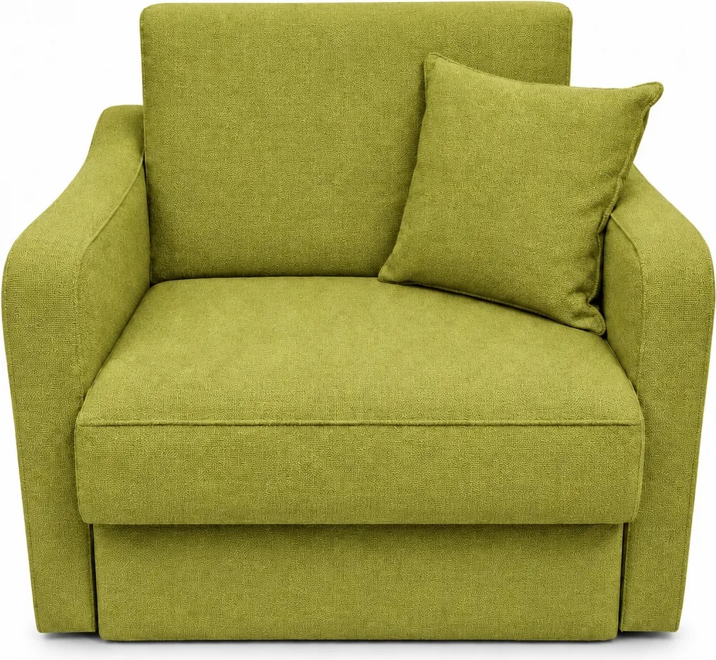 Fotoliu SAMY extensibil, cu lada de depozitare, stofa verde masliniu, cadru metalic, 103x100x92 Stofa, Verde Măsliniu