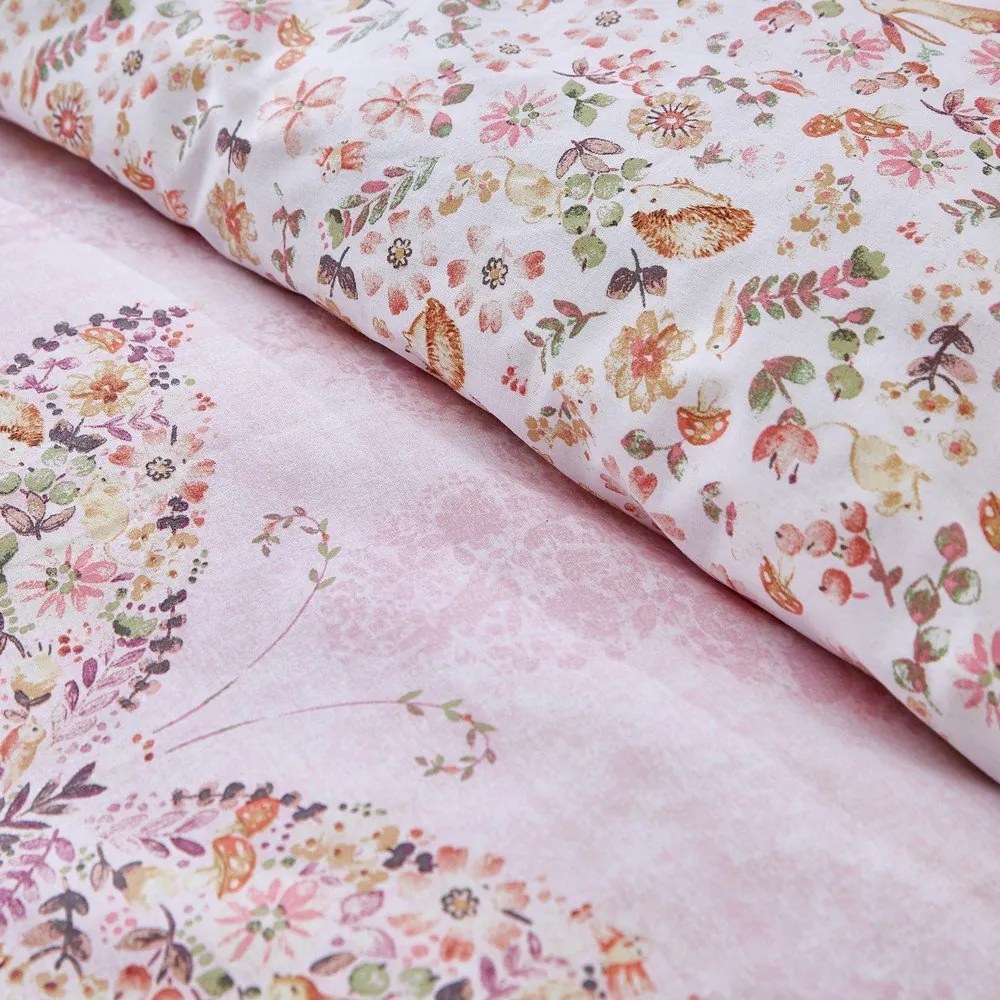 Lenjerie de pat pentru copii roz pentru pat dublu 200x200 cm Enchanted Butterfly – Catherine Lansfield