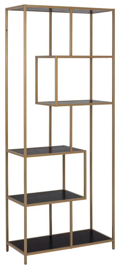 Bibliotecă neagră/aurie 77x185 cm Seaford – Actona