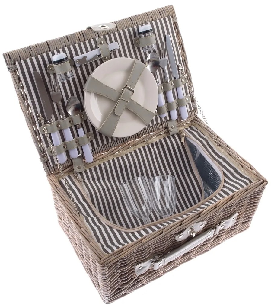 Coș de picnic din răchită pentru 2 persoane cutermobox , 42 x 28 x 20 cm, 3,25 kg