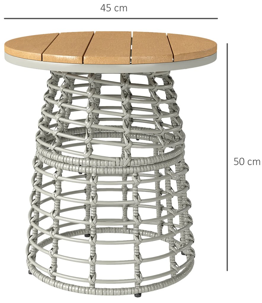 Outsunny Masă de cafea de grădină masă auxiliară exterior rotundă în răchită de aspect rotință și placă compozită Ø45 x 50 cm gri | Aosom Romania