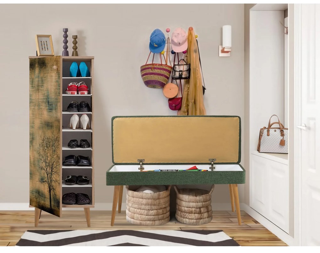 Mobilier pentru hol Feliz 501 (Stejar sonoma + Verde). 1089408