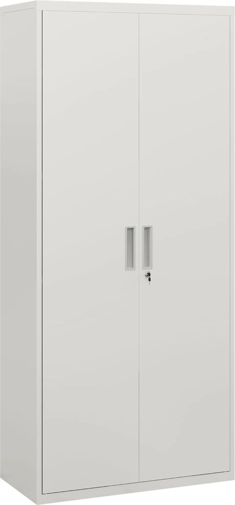 HOMCOM Dulap de Depozitare pentru Birou cu 5 Niveluri, Dulap Metalic cu 2 Uși și 4 Rafturi Reglabile, 80x40x180 cm, Alb