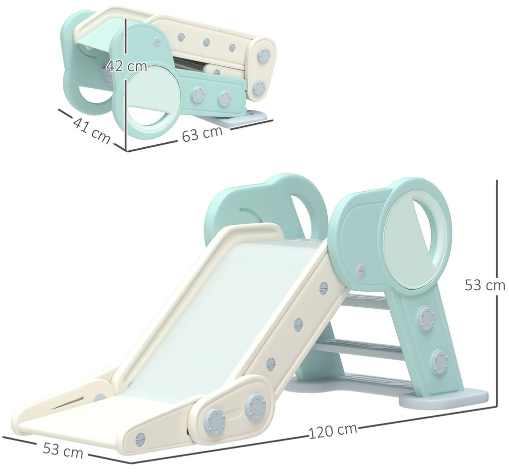 AIYAPLAY Tobogan de Interior Pliabil pentru Copii, Tobogan din Plastic pentru Copii 18-36 Luni, 102x53x53 cm, Verde | Aosom Romania