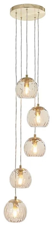 Endon 91972 - Lustră pe cablu DIMPLE 5xE14/7W/230V auriu/bej fumuriu