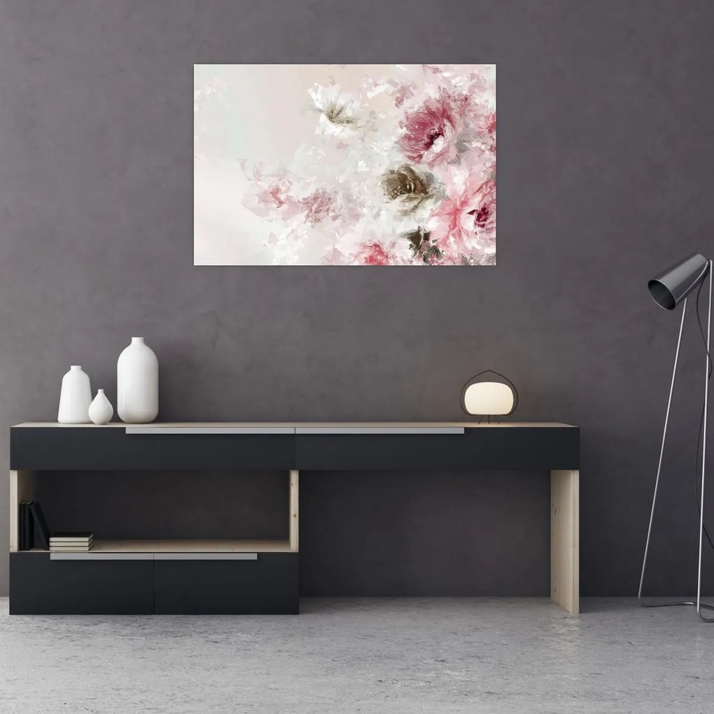 Tablou - Pictura flori roz (90x60 cm)