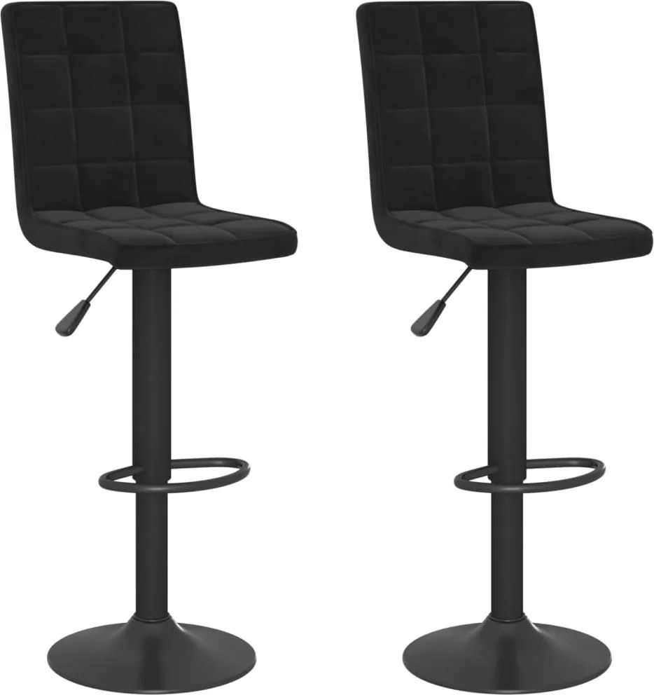 vidaXL Scaune de bar, 2 buc., negru, catifea