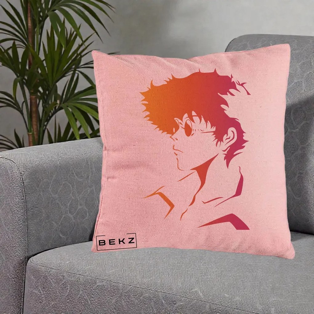 Perna Decorativa Cowboy Bebop Spike Silueta Gradient, 40x40 cm, Roz, Husa Detasabila, Perna Inclusa, BEKZ®