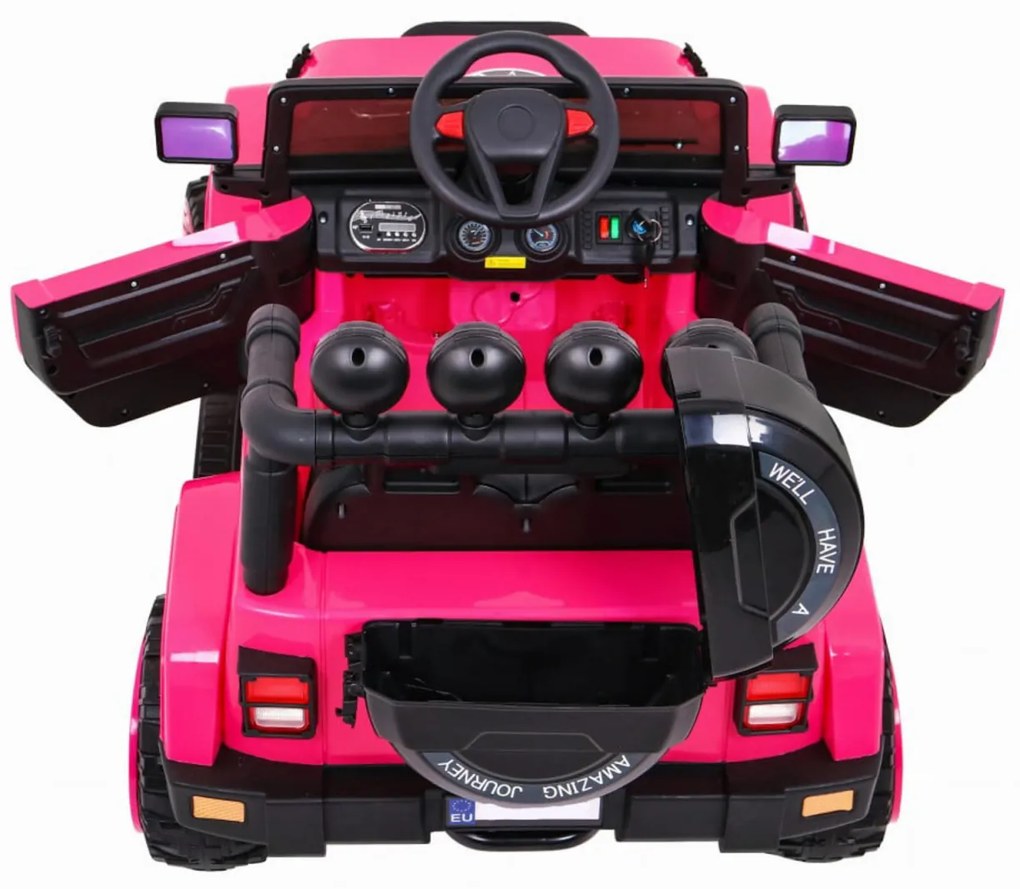 Masinuta Electrica cu acumulator pentru copii NOVOKIDS™ Full Time Jeep 4X4 PRO, Max 30 kg, 3-8 ani , Cu melodii si lumini,12V, 2 Viteze, 4 motoare,