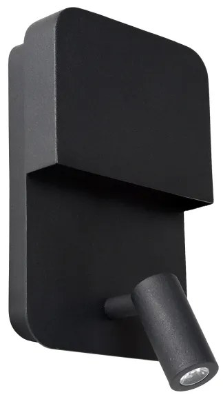 Aplică Lucide 79200/08/30 BOXER LED/5W/230V + LED/5W USB negru