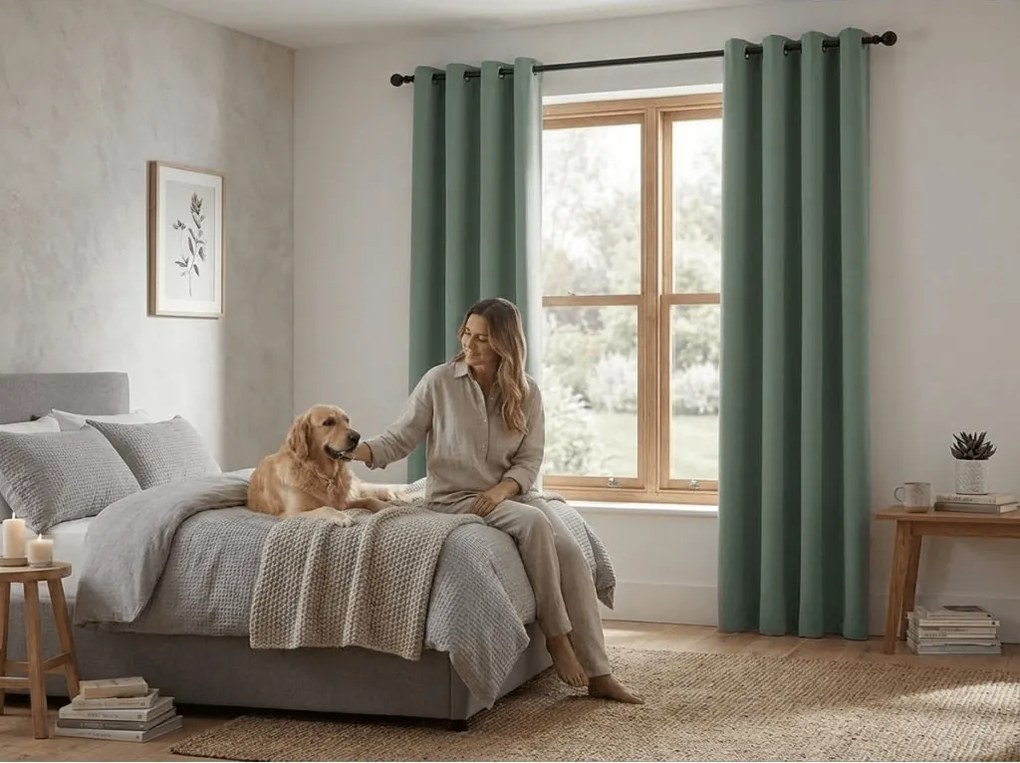 Draperie OXFORD verde-gri 140x250 cm Agatat: Inele metalice