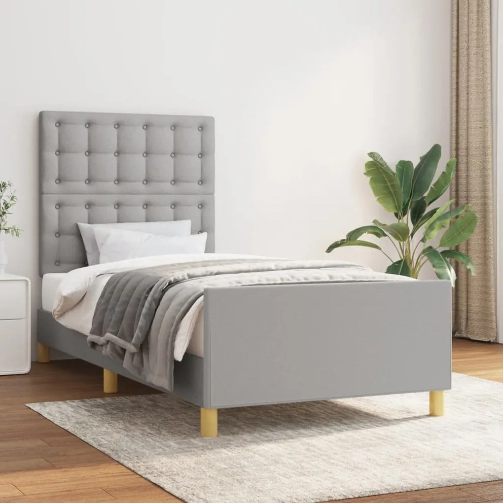 vidaXL Cadru de pat fără saltea, gri deschis, 100x200 cm, textil