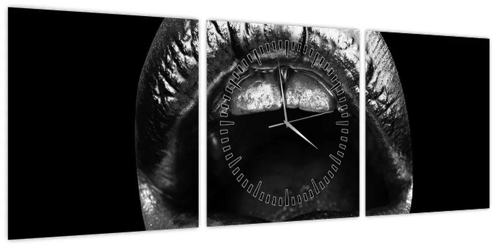 Tablou - Buze lucioase (cu ceas) (90x30 cm)