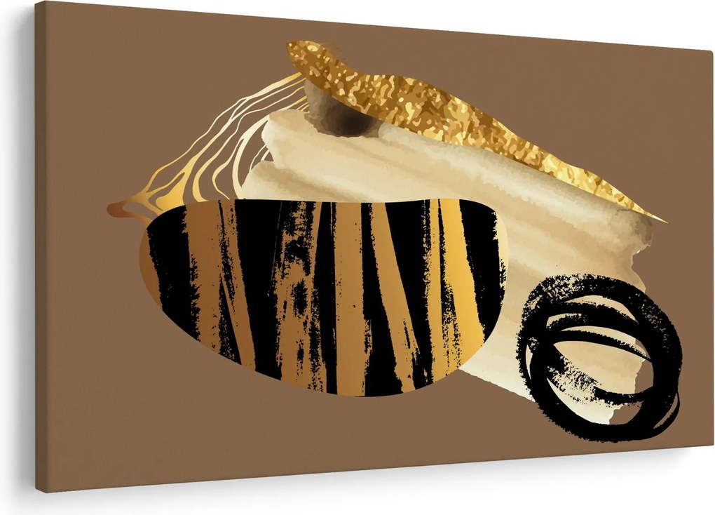 Tablou - Abstracție maro auriu N⁰2 (90x60 cm)