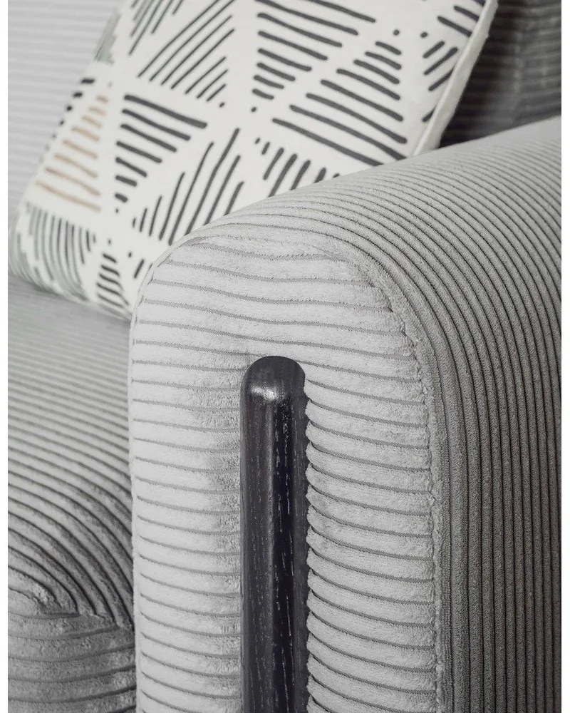 Canapea gri deschis extensibilă/cu spațiu de depozitare cu tapițerie din catifea reiată 244 cm Arcadova – ELTAP