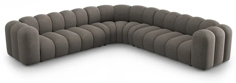 Colțar modular gri închis cu tapițerie din chenille Lupine – Micadoni