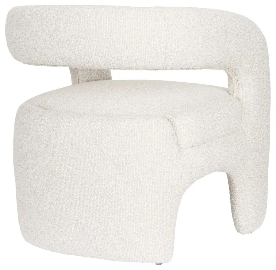 Fotoliu alb cu tapițerie din țesătură bouclé Nova – White Label