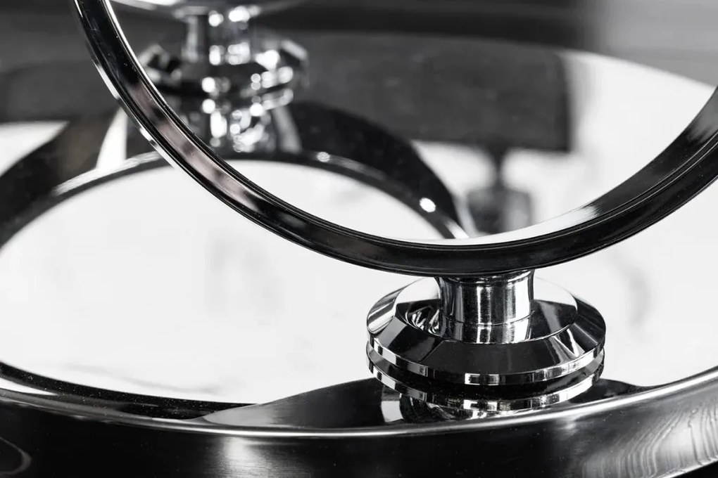 Masuta de cafea moderna cu doua blaturi rotative din ceramica DANCING RINGS 80-135cm