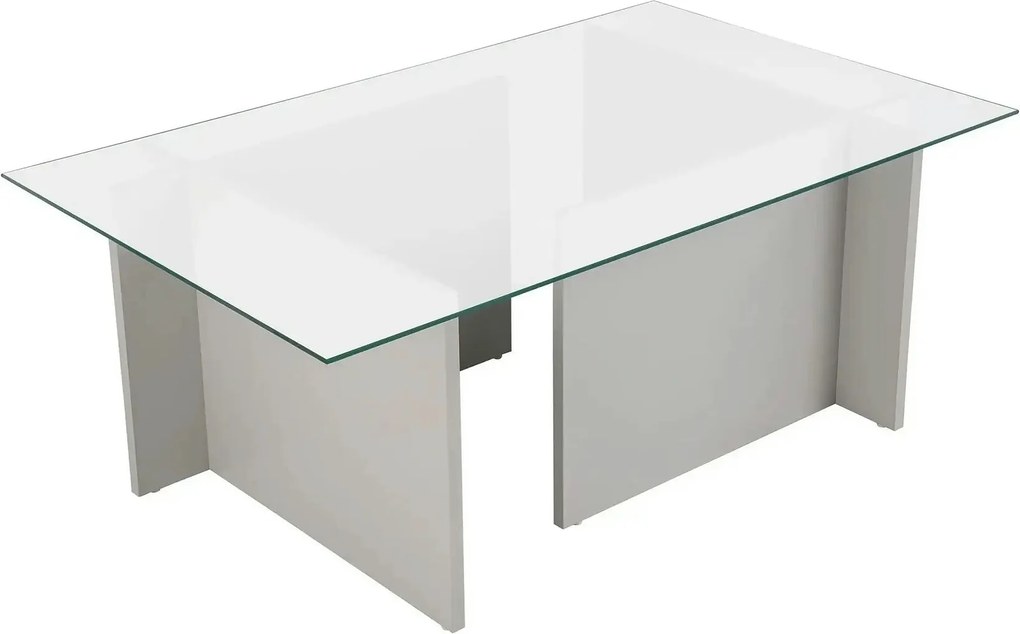 Masuta cafea VETRINO, gri/transparent, sticla/PAL, 105x65x40 cm