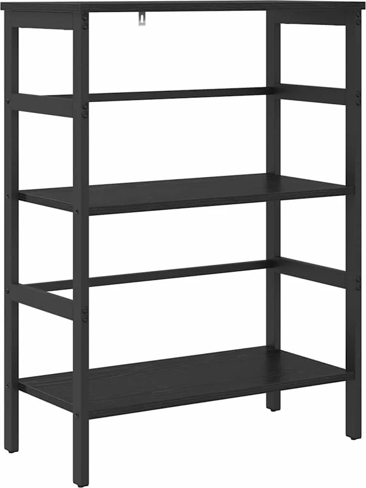 vidaXL Raft pentru cărți Stejar Negru 60 x 29,5 x 81 cm Lemn compozit