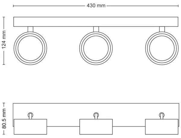 Spot LED BRACIA 3xLED/5,5W/230V negru Philips