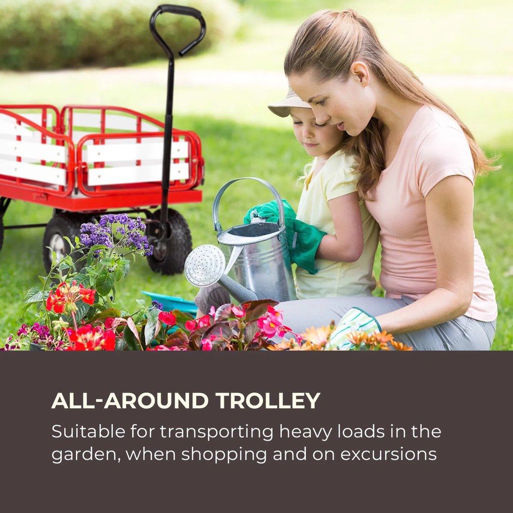 Ventura, cărucior de mână, sarcină maximă 300 kg, oțel, WPC, roșu