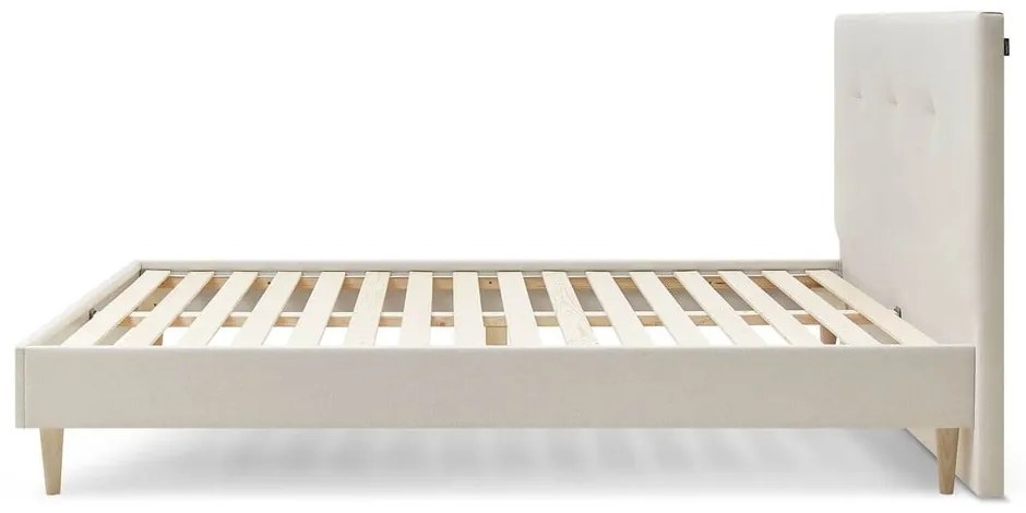 Pat matrimonial 160x200 cm bej tapițat cu somieră Tory – Bobochic Paris