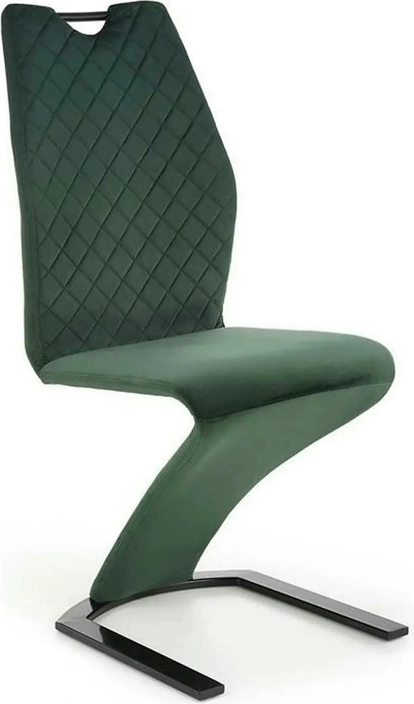 Scaun K442, verde inchis/negru, stofa catifelata/metal, 46x61x102 cm