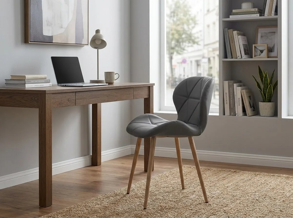 Scaun de dining MANGO din piele ecologica, gri