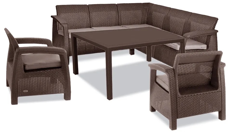 Set de mobilier de grădină Corfu Fiesta III cu masă melodică maro