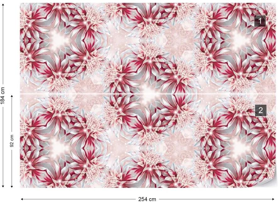 GLIX Fototapet - Pink Floral Kaleidoscope Design Vliesová tapeta  - 254x184 cm
