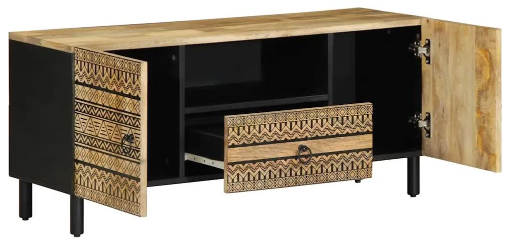 4018642 vidaXL Dulap TV, negru, 105x33,5x46 cm, lemn masiv de mango brut