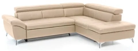 Canapea colțar extensibilă din piele SALERNO II, dreapta, bej