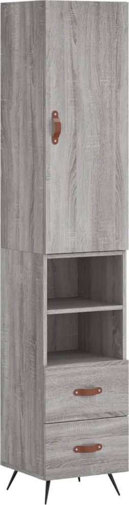 vidaXL Dulap înalt, gri sonoma, 34,5x34x180 cm, lemn prelucrat