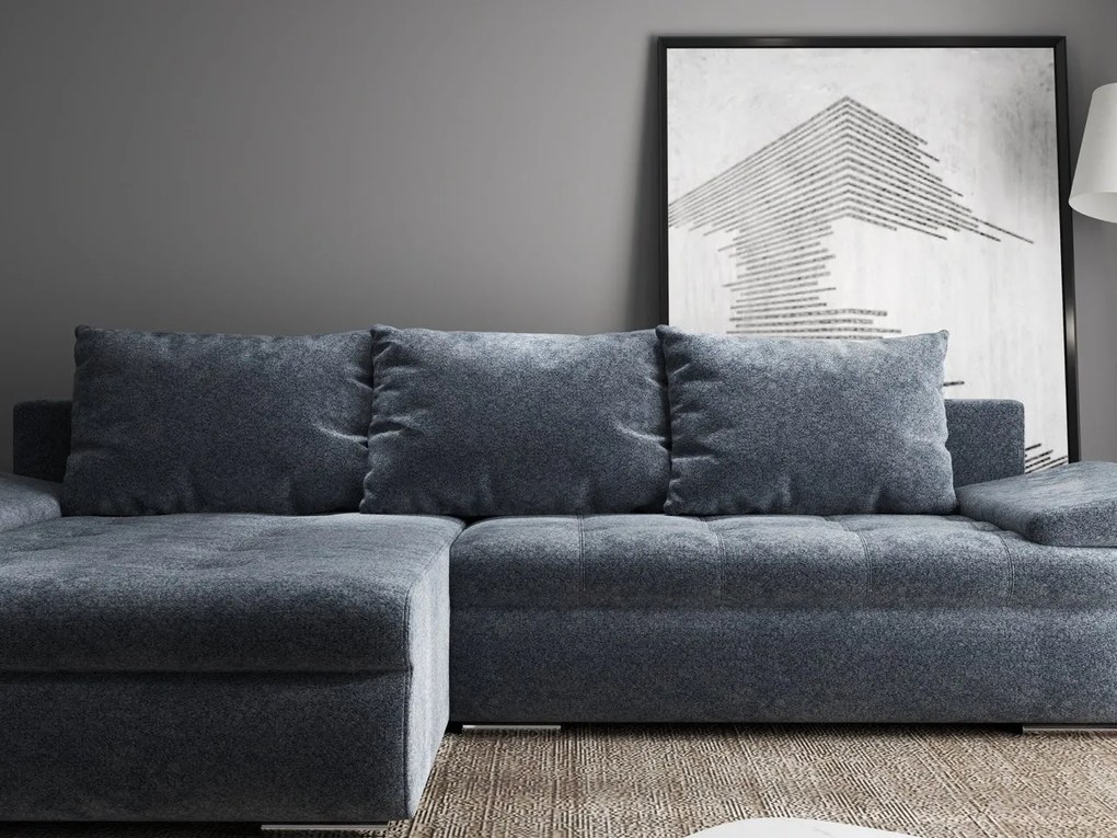 Colțar extensibil dumonde cu ladă de depozitare si sezut confortabil din spuma high-density, Leonardo Euphoria Grafit 260x185 cm