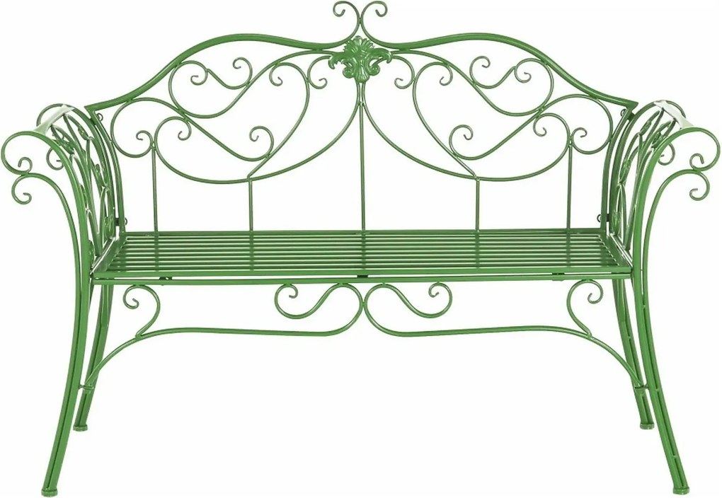 Banca gradina ETELIA, verde, metal, 131x49x89 cm
